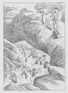 Divina Comedia de Dante, Infierno, lámina XXXI (litografía) de Bernhard Schuler