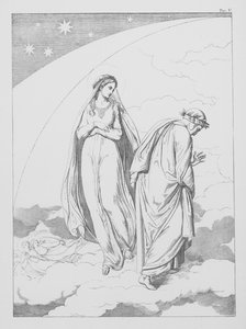 Divina Comedia de Dante, Paradiso (Cielo), Lámina V (litografía) de Bernhard Schuler