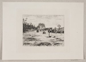 Paisaje con una mujer llevando leña