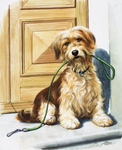 Perro con plomo en la boca (gouache sobre papel)