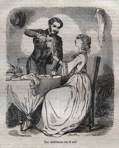 Meditación sobre la sed - grabado en "La Physiologie du goût" de Jean Anthelme Brillat-Savarin de Bertall