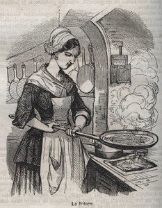 La fritura - grabado en “La Physiologie du gout” por Jean Anthelme Brillat Savarin de Bertall