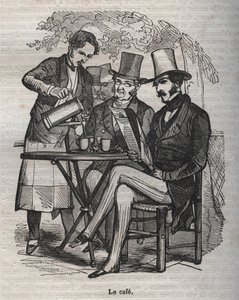 Le café - grabado en “La Fisiología del Gusto” de Jean Anthelme Brillat Savarin de Bertall
