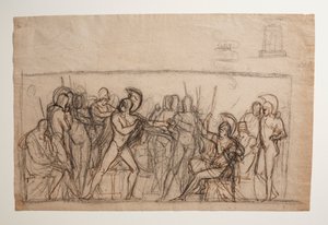 Lucha de Agamenón con Aquiles. Pila bautismal de Bertel Thorvaldsen