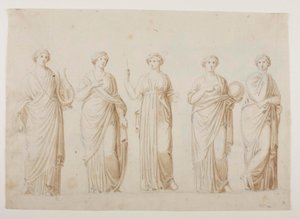 Las musas Terpsícore, Erato, Clío, Urania y Polimnia de Bertel Thorvaldsen