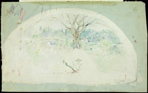 Abanico que representa Bougival, 1884 de Berthe Morisot