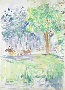 Caballo y carruaje en un camino forestal, después de 1883 de Berthe Morisot