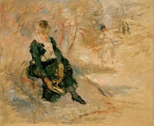 Joven mujer ajustando su patín de Berthe Morisot