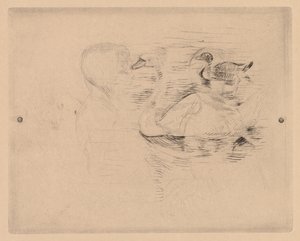 Cisne y pato, con retratos de Julie (Cygne et canard, avec portraits de Julie, o Cygne et canard, essai) de Berthe Morisot