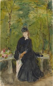 La hermana del artista Edma sentada en un parque de Berthe Morisot