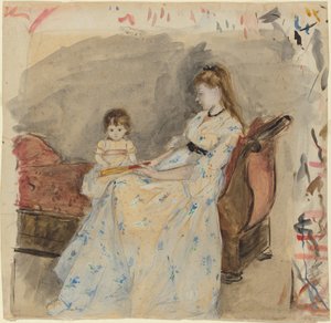 La hermana del artista, Edma, con su hija, Jeanne, 1872