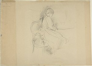 Joven sentada a la mesa de Berthe Morisot
