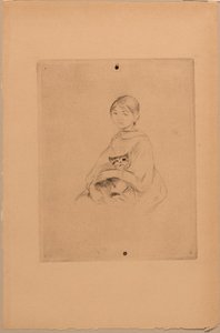 Muchacha con gato, c.1888 (aguafuerte)