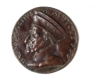 Medalla que representa a Cosimo el Grande: anverso de Bertoldo di Giovanni