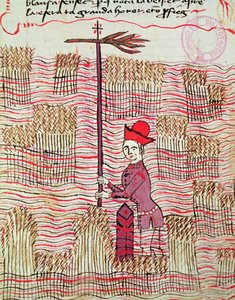 Ms 327 fol.197r Agrimensor en un campo, de Traite dArpentage por Arnaud de Villeneuve (1240-1312) de Bertrand Boysset