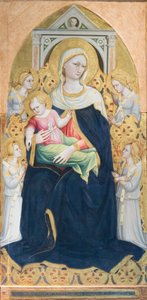 Virgen en trono con el Niño y cuatro ángeles, c.1433 (temple y pan de oro sobre tabla) de Bicci di Lorenzo