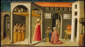 San Nicolás resucitando a tres jóvenes de Bicci di Lorenzo