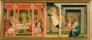 Escenas de la historia de Tobías: se casa con Sara ... (pintura sobre madera) de Bicci di Lorenzo