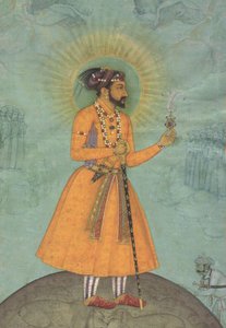 El emperador mogol Shah Jahan de pie sobre un globo terráqueo (CBL In 07A.16)