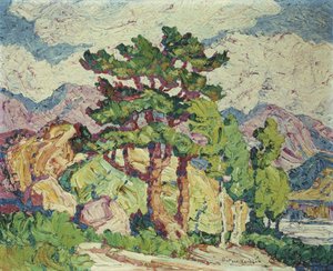Álamos y pinos, Estes Park, Colorado de Birger Sandzen