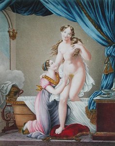 Mujer Saliendo de su Baño, asistida por su Doncella, c.1820 de Blaizot (after)