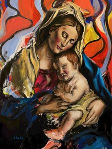 Madonna And Child, c.2020 (Acrílico sobre lienzo) de Blake Munch