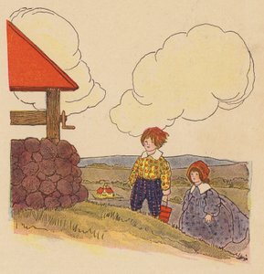 Canción infantil: Jack y Jill (litografía en color) de Blanche Fisher Wright