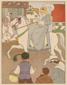 Canción infantil: Ride a Cock-Horse to Banbury Cross (litografía en color) de Blanche Fisher Wright