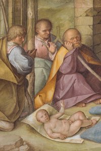 Nave central, Cuarto tramo norte, Adoración de los pastores, Boccaccio Boccaccino 1516-17, (detalle)