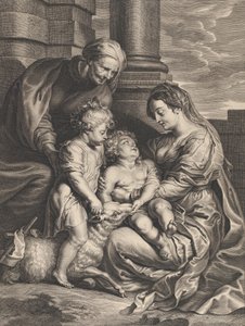 La Virgen y el Niño Jesús con Santa Ana y San Juan Bautista, ca. 1640-59 de Boetius Adams Bolswert