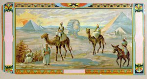 La Esfinge y las Pirámides, etiqueta de una caja de fez, c.1910 de Bohemian School