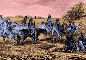 Indios navajos en el camino