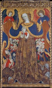 La Virgen de la Merced - Pintura de Bonanat Zaortiga (siglo XV en activo), temple sobre madera (223x126,8 cm), ca. 1430 - Virgen de la Merced, Temple sobre tabla de Bonanat Zaortiga, ca. 1430 - Museu Nacional de Art de Catalunya, Barcelona de Bonanat Zaortiga
