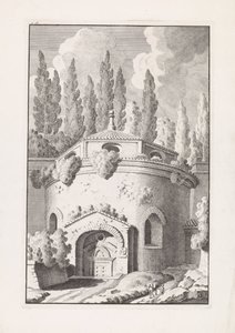 Ruïne van een Romeinse ronde tempel Reliquias de la antigua ciudad de Roma (título de la serie) de Bonaventura van Overbeek