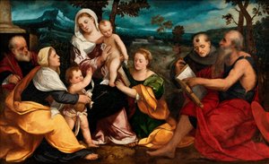 La Sagrada Familia rodeada de santos, c.1530 (óleo sobre tabla)