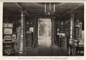 El gabinete de trabajo del Archiduque de Austria Maximiliano (1832-1867), en el castillo de Miramar, que mandó construir en las cercanías de Trieste, desde 1857, cuando fue proclamado vice rey del reino de Lombardía y Véneto, grabado por B. Bonnafoux ilust de Bonnafoux Bonnafoux