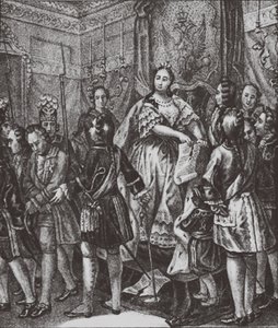 Anna Ioannovna rompiendo las Condiciones, 1730 de Boris Artemyevich Chorikov