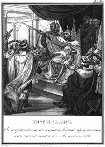 Gran Príncipe Mstislav Izyaslavich de Kiev. 1168 de Karamzin Ilustrado, 1836 de Boris Artemyevich Chorikov