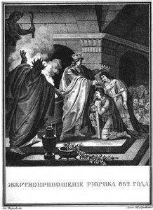 Sacrificio del príncipe Rurik. 862 De Karamzin Ilustrado, 1836 de Boris Artemyevich Chorikov