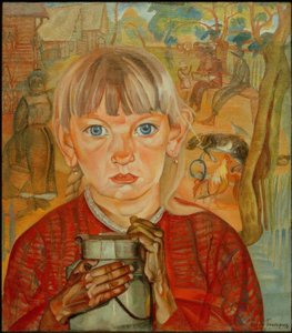 Niña con jarra de leche