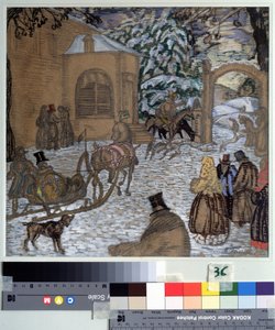 Ilustración para la novela Dubrovsky de Alexander Pushkin (1799-1837) (Ilustración para la novela Dubrovsky de A. Pushkin). Obra de Boris Dmitryevich Grigoriev (1886-1939), acuarela, gouache, tinta y lápiz sobre papel de Boris Dmitrievich Grigoriev