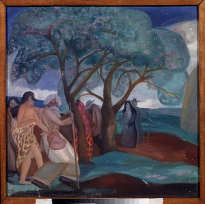 La Adoración de los Reyes Magos. Obra de Boris Dmitryevich Grigoriev (1886-1939), témpera sobre cartón de Boris Dmitrievich Grigoriev