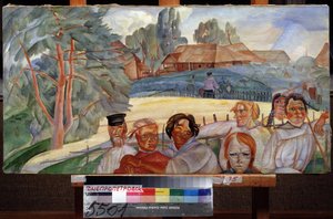 Rusia. En serie Los Rostros de Rusia (Rusia, del Ciclo Los Rostros de Rusia). Obra de Boris Dmitryevich Grigoriev (1886-1939), acuarela y gouache sobre papel, hacia 1917, vanguardia rusa, siglo XX, expresionismo. Museo Estatal de Arte, Dniprope de Boris Dmitrievich Grigoriev