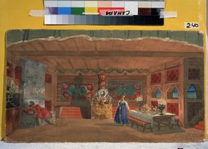 Escenografía preparatoria para la ópera La novia del zar de N. Rimsky Korsakov (Rimsky-Korsakov) (1844-1908) Obra de Boris Michaylovich Kustodiev (Koustodiev) de Boris Mikhailovich Kustodiev