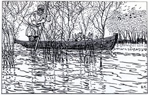 Ilustración para el poema Abuelo Mazay y las liebres de N. Nekrasov, 1910 de Boris Mikhailovich Kustodiev