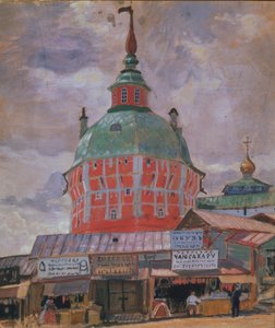 Torre Roja en la Lavra de la Trinidad de San Sergio, 1912 de Boris Mikhailovich Kustodiev