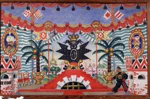 Diseño de escenario para la obra de teatro La pulga de E. Zamyatin, 1925-1926