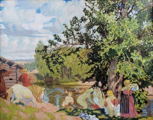 El baño, 1910 de Boris Mikhailovich Kustodiev