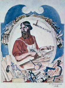 El carpintero de Boris Mikhailovich Kustodiev
