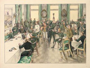 El tradicional desayuno celebrado para conmemorar la batalla de Telish en la que participó el Regimiento de Guardias Egerski el 12 de octubre de 1877 de Boris V. de Heroys